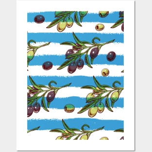 Olives - Mediterranean pattern Posters and Art